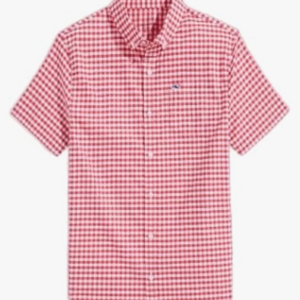Vineyard Vines Pink Gingham Casual Button Down Shirt